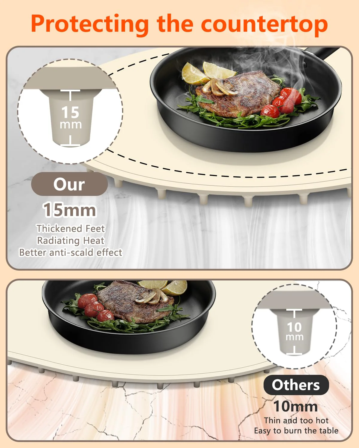 seenlast Warming Mat for Food with Adjustable Temperature Timer,10S Fast Heating Silicone Food Warmers for Parties Buffet and Home Daily,Food Warming Mat with Insulating Pad Raised Feet Protects Table - Image 5