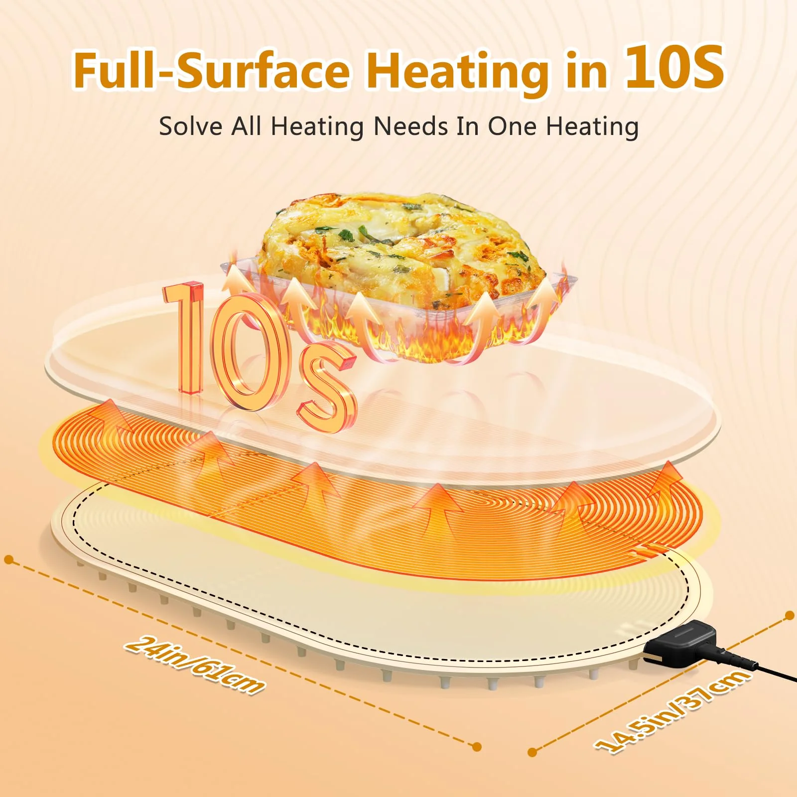 seenlast Warming Mat for Food with Adjustable Temperature Timer,10S Fast Heating Silicone Food Warmers for Parties Buffet and Home Daily,Food Warming Mat with Insulating Pad Raised Feet Protects Table - Image 9