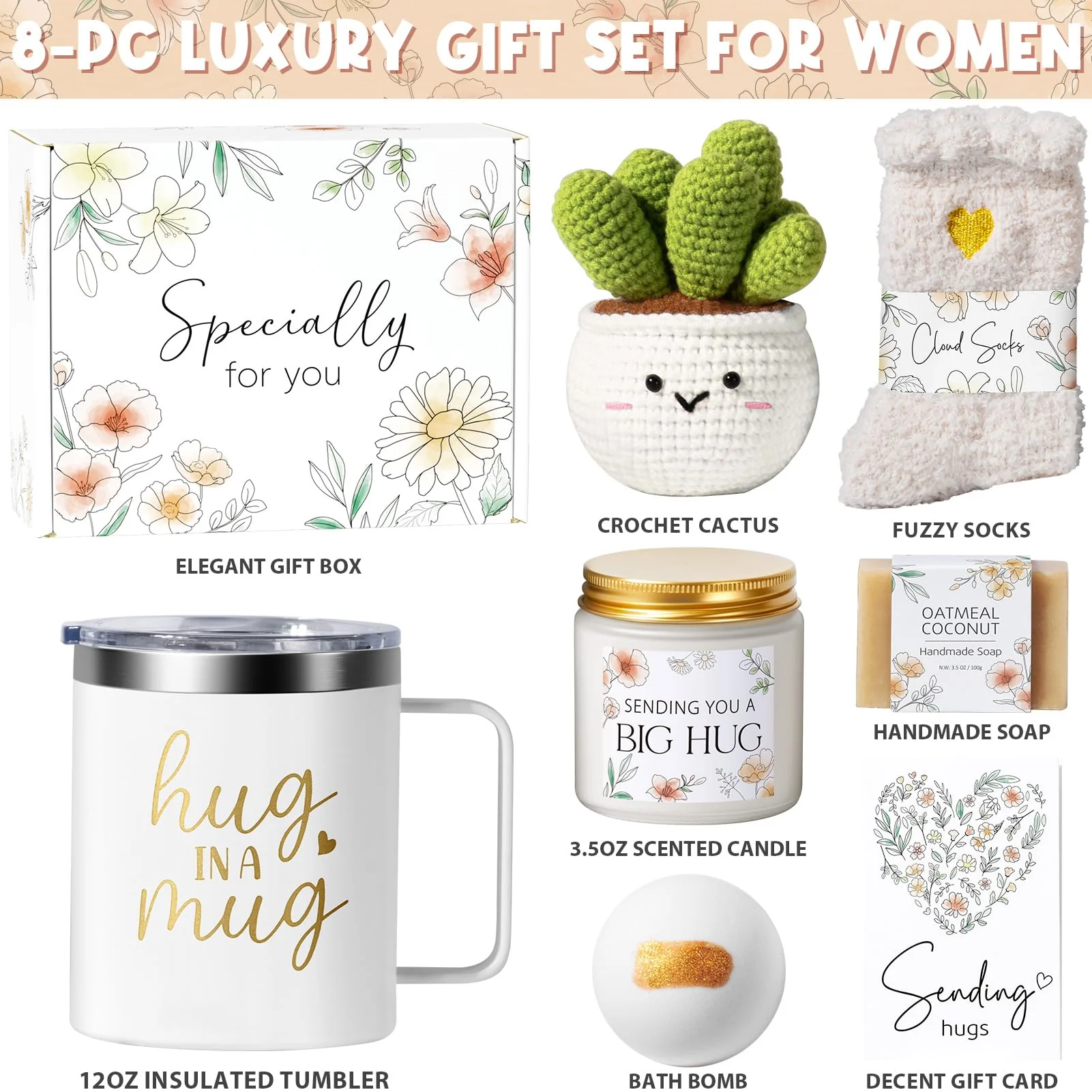 Self Care Get Well Soon Gifts Basket for Women, Birthday Gifts for Women Spa Care Package, Thinking of You Inspirational Sympathy Gift Basket, Unique Christmas Gift for Mom Her Wife Best Friend Sister - Image 9