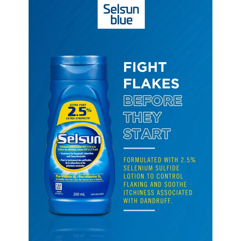 Selsun Dandruff Shampoo, Dandruff Treatment for Scalp with 2.5% Extra Strength Selenium Sulfide Lotion and Pro-Vitamin B5, 200 mL - Image 3