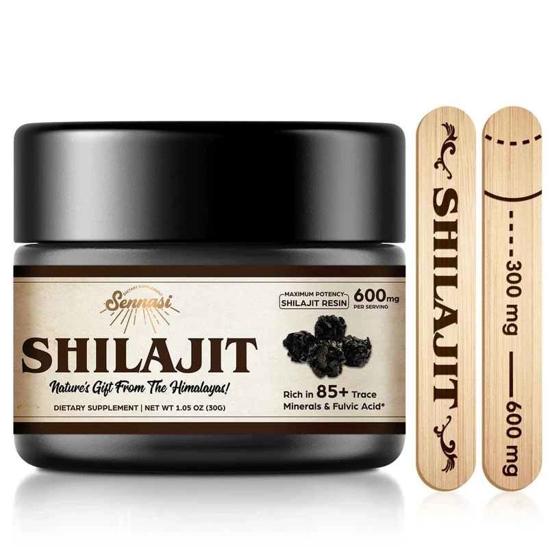 Sennasi Shilajit Pure Himalayan Organic Shilajit Resin - 600mg Maximum Potency Natural Organic Shilajit Resin with 85+ Trace Minerals & Fulvic Acid for Energy, Immune Support, 30 Grams (1 Pack)