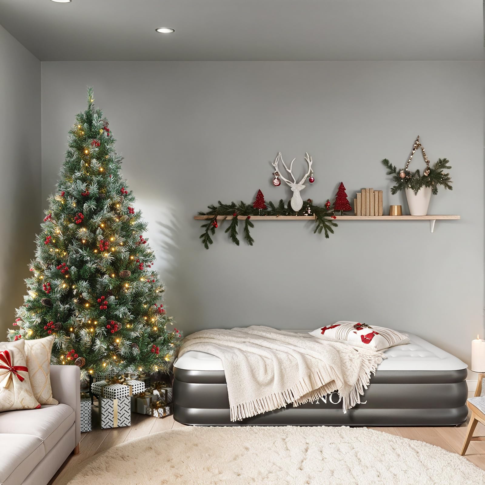 SENNOUL Prelit Christmas Tree with Lights 6ft - Premium Artificial Christmas Tree, with 874 Branch Tips and 250 Warm Lightsm, Support Automatique, Easy Assembly,Perfect Choice for Xmas Decorations - Image 5
