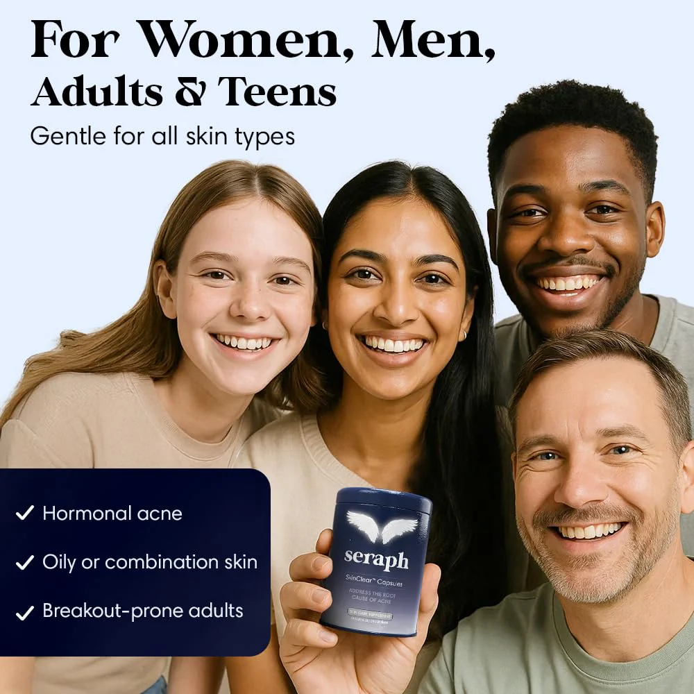 Seraph Acne Supplement - Hormonal Acne Pills Treatment - Pimple Supplements for Women - Skin Care Supplement for Teen, Men, & Adults - Made in USA - 60 Tablets - Image 3