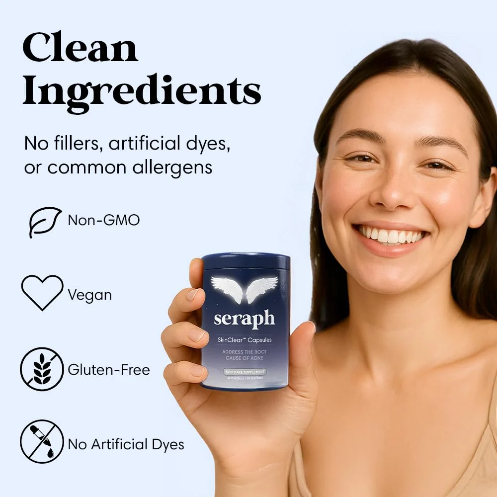 Seraph Acne Supplement - Hormonal Acne Pills Treatment - Pimple Supplements for Women - Skin Care Supplement for Teen, Men, & Adults - Made in USA - 60 Tablets - Image 4