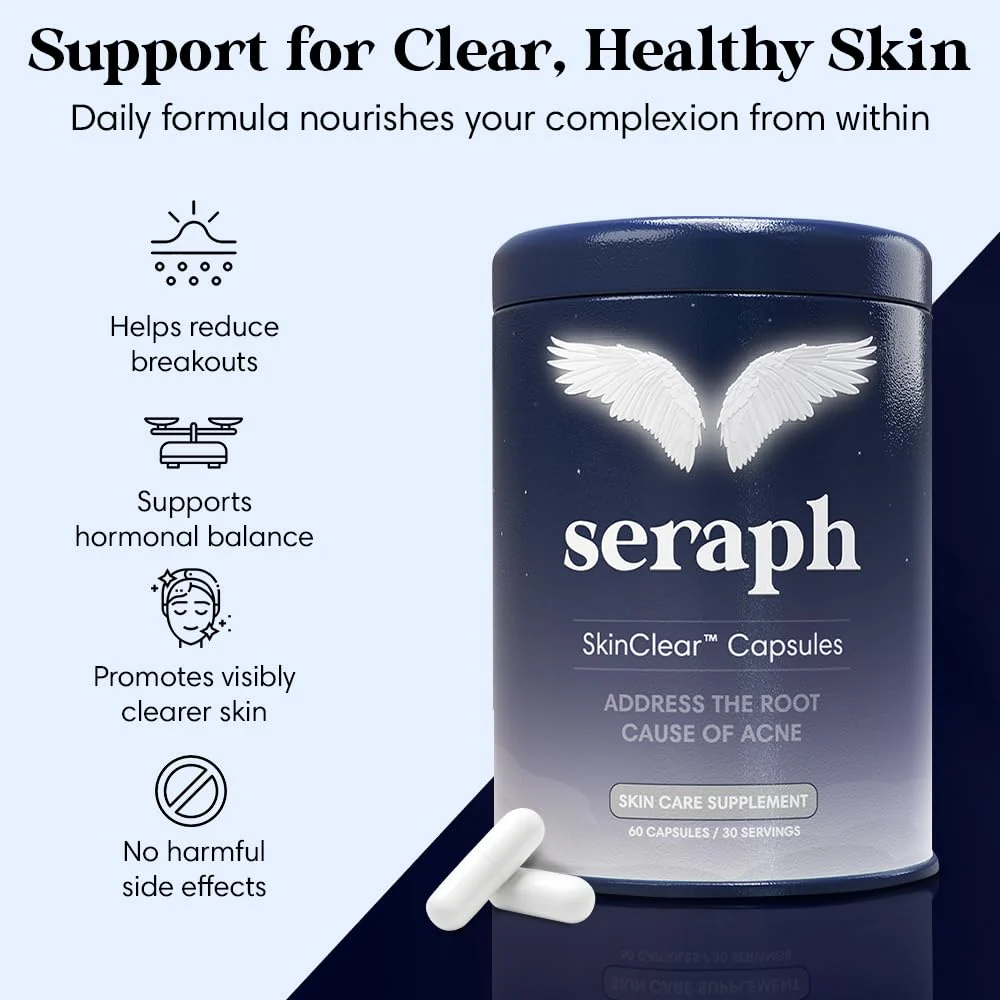 Seraph Acne Supplement - Hormonal Acne Pills Treatment - Pimple Supplements for Women - Skin Care Supplement for Teen, Men, & Adults - Made in USA - 60 Tablets - Image 6
