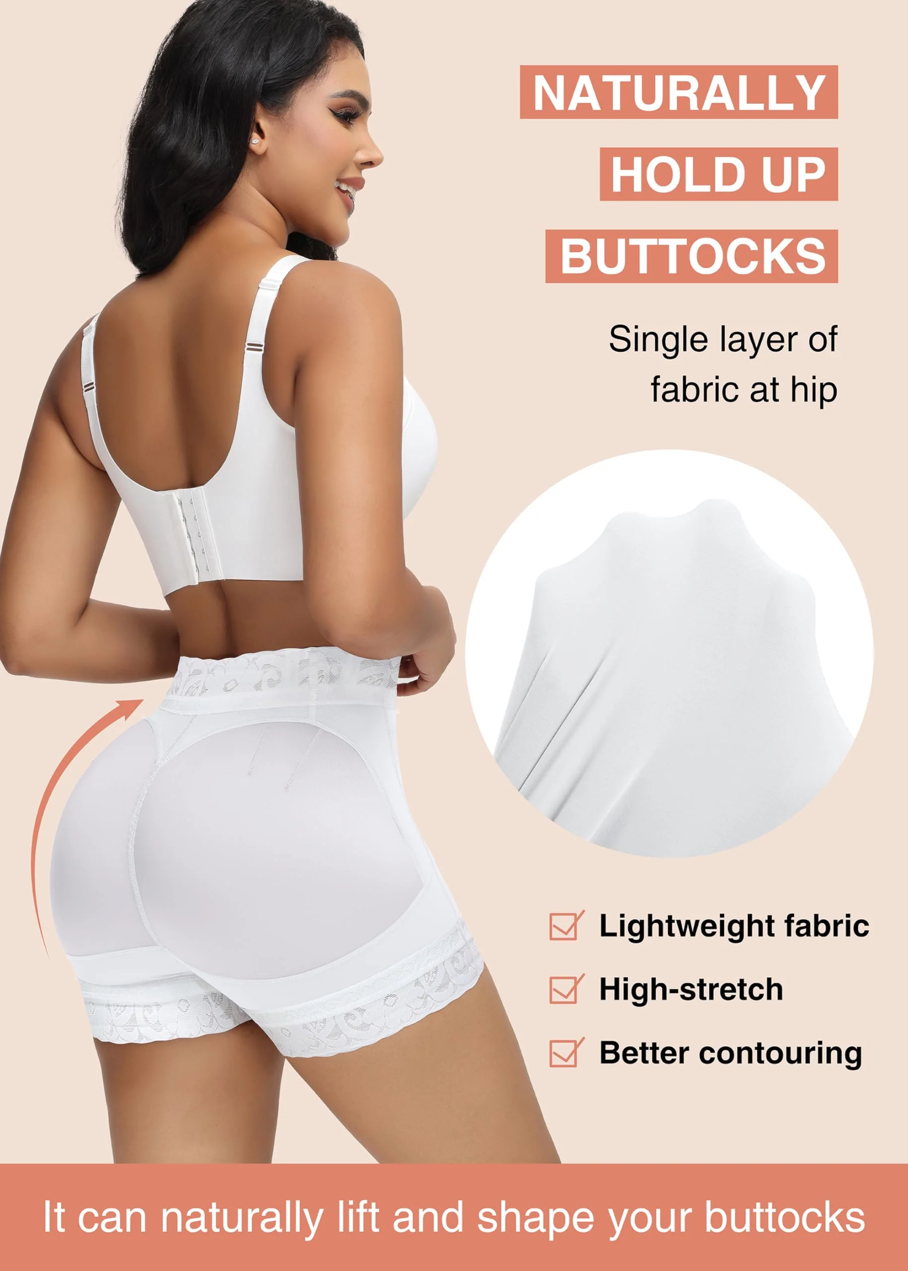 SHAPSHE Fajas Post Surgery Compression Underwear for Women Tummy Tuck Butt Lifter Shapewear Flat Tummy Waist Shaper Shorts Strapless Body Shaper for Women Tummy Control Boyshorts White - Image 5