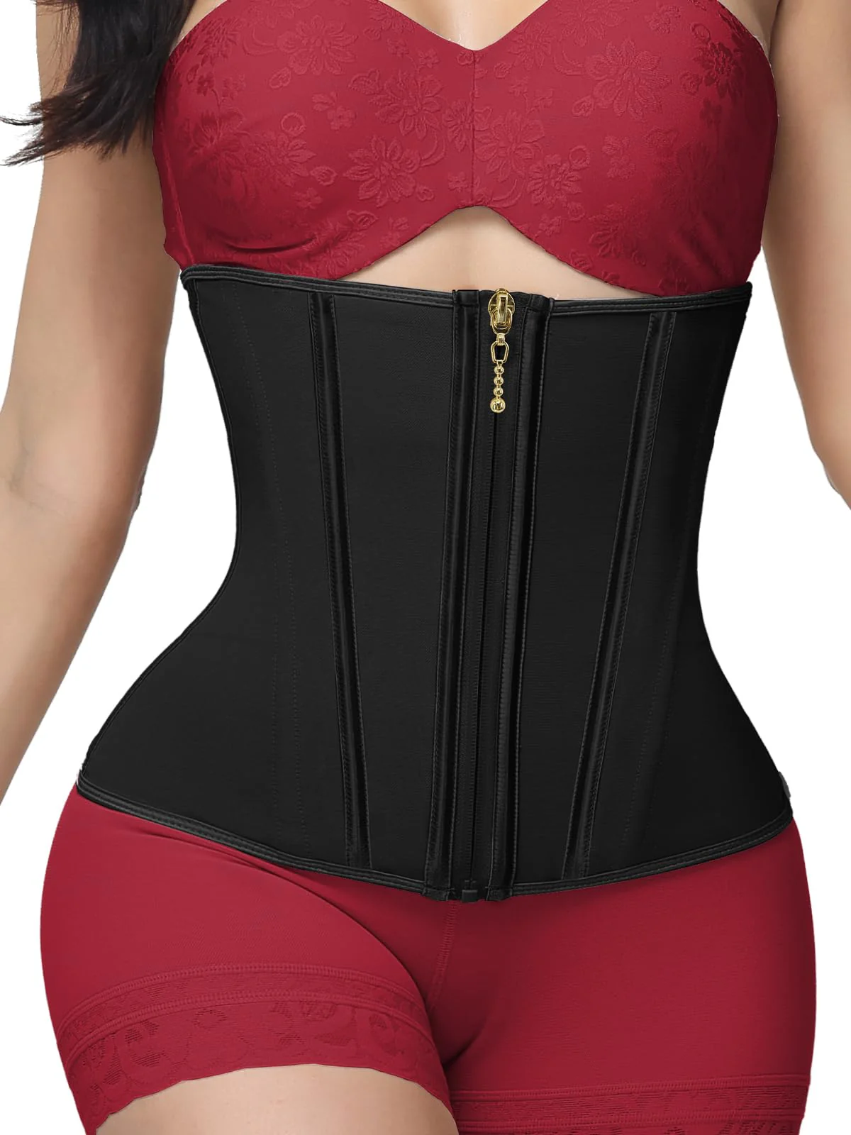 SHAPSHE Waist Trainer for Women Tummy Control Waist Cincher Workout Corset Shapewear Body Shaper Black