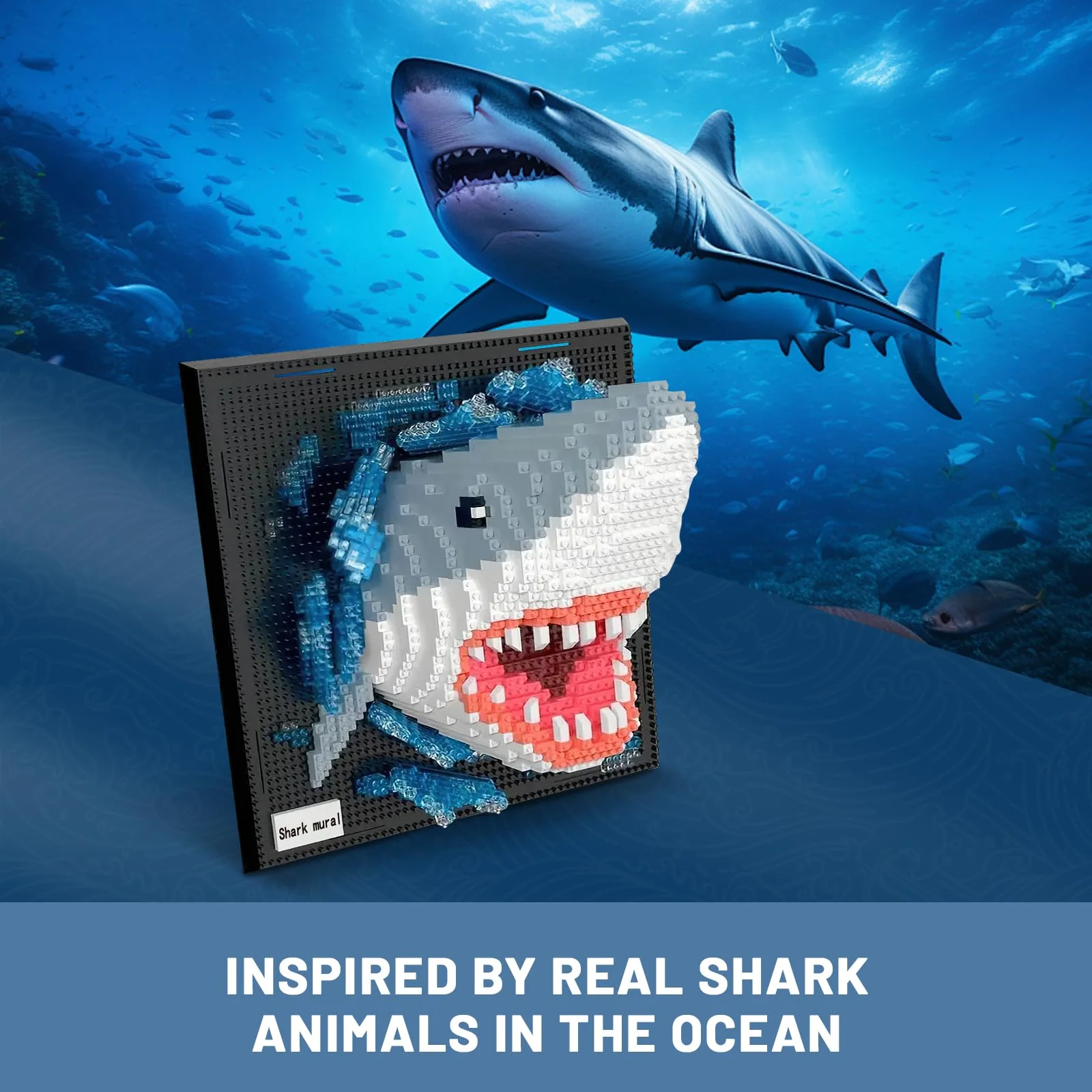 Shark Animal 3D Wall Art Micro Mini Building Blocks Set for Adults, Unique Home Wall Decor or Table Display, No Compatible with Lego, Ideal Birthday Christmas Toy Gift for Teens (2166 PCS) - Image 4