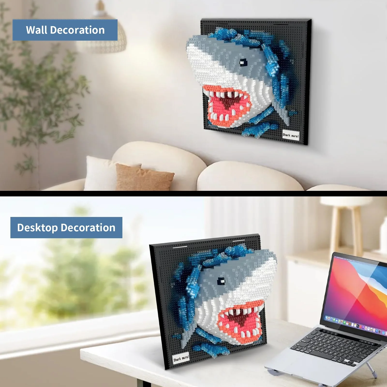Shark Animal 3D Wall Art Micro Mini Building Blocks Set for Adults, Unique Home Wall Decor or Table Display, No Compatible with Lego, Ideal Birthday Christmas Toy Gift for Teens (2166 PCS) - Image 5