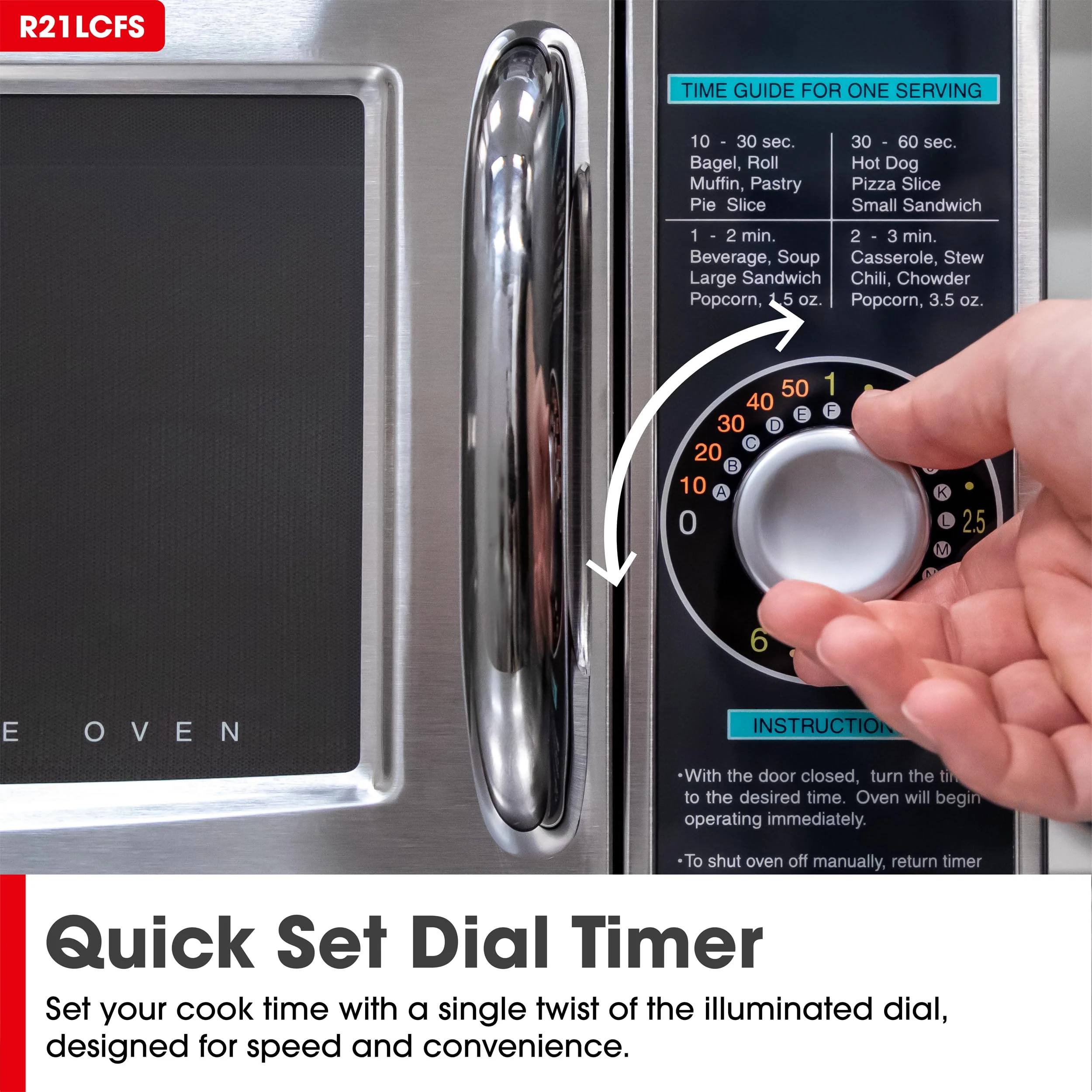 Sharp R-21LCFS Medium Duty Commercial Microwave (Dial Timer, 1000-Watts, 120-Volts) (Update of R-21LCF),Silver - Image 6