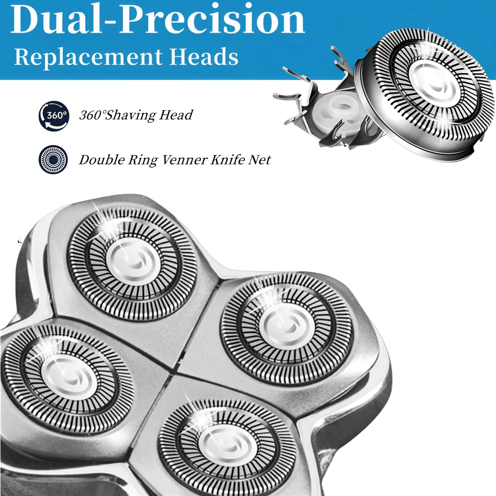 Shaver Head Replacement Blade for Skull Shaver Pitbull Gold Silver Platinum PRO Shaver Replacement Blade 4 Head,Replacement Heads Compatible with Pitbull Skull Shaver Replacement Blades,4 Packs - Image 7
