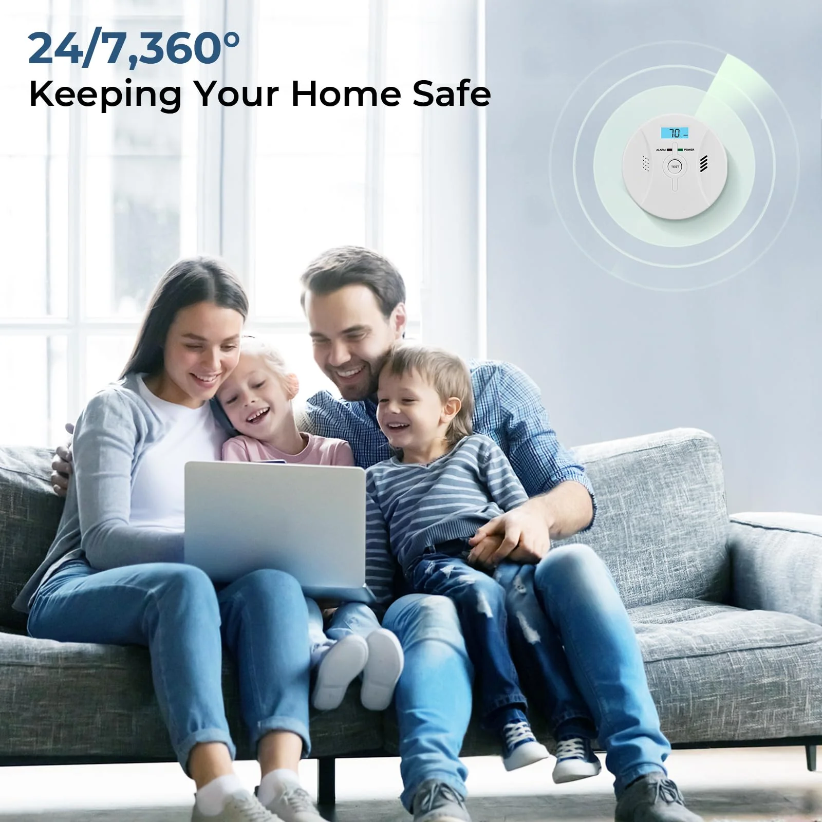 SHYEEH Smoke and Carbon Monoxide Detectors, Combination Smoke Alarm and Carbon Monoxide Detector Battery Powered, CO Detector Alarm with Sensitive Sensor, Sound Warning and LCD Display, CDR-803 - Image 2