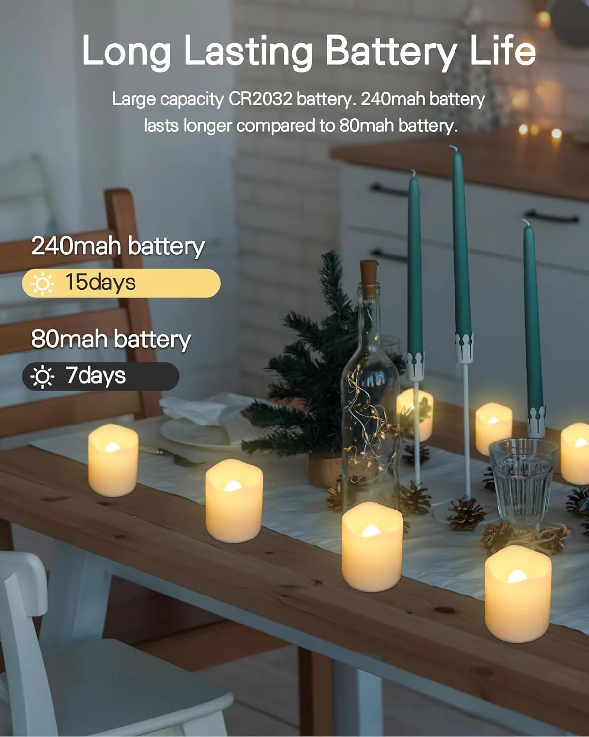 SHYMERY Flameless Votive Candles,50 Pack Flickering Electric Fake Battery Operated LED Candles,200+Hour Long Lasting LED Tea Lights for Wedding,Halloween,Christmas,Party and Holiday Decoration - Image 4