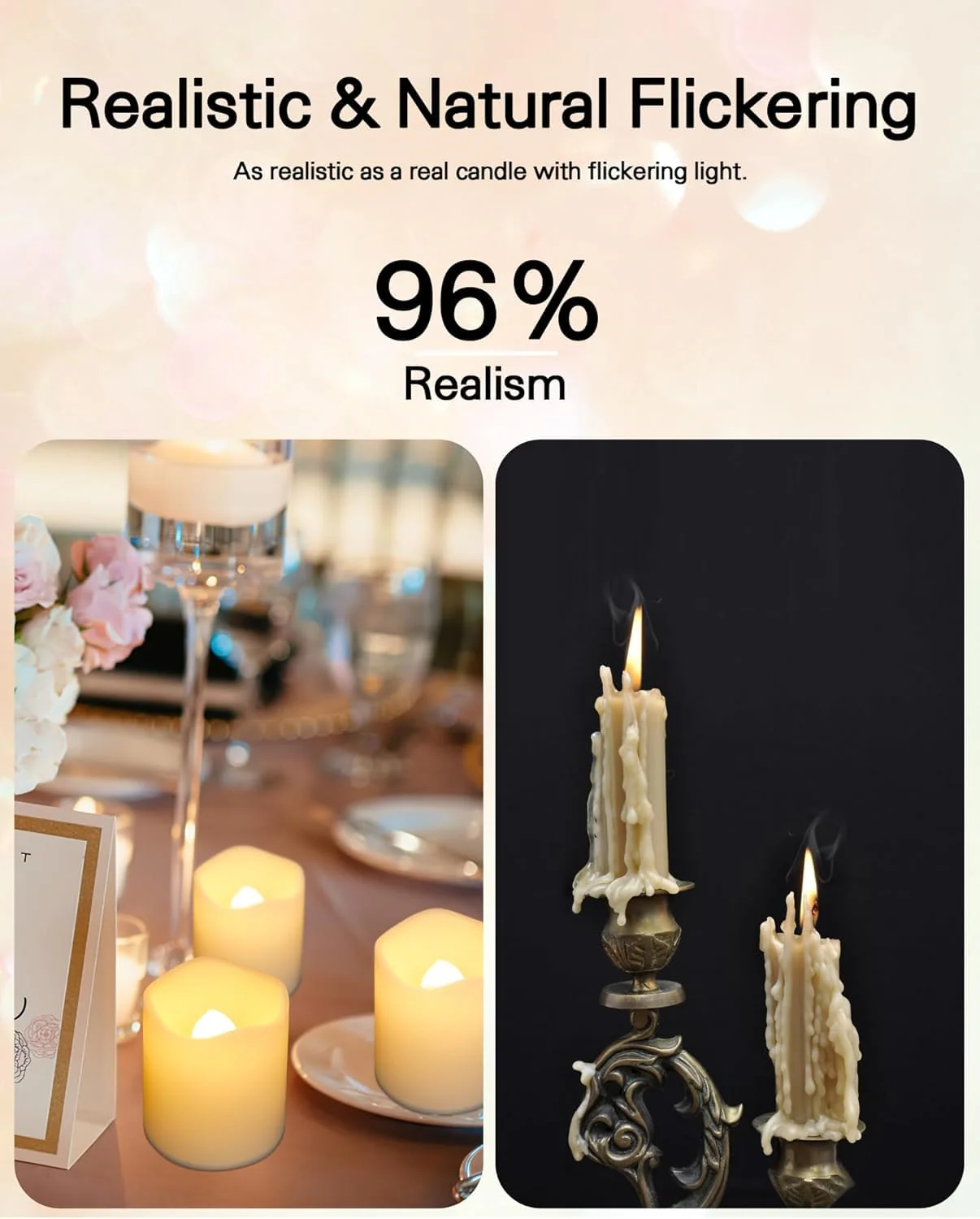 SHYMERY Flameless Votive Candles,50 Pack Flickering Electric Fake Battery Operated LED Candles,200+Hour Long Lasting LED Tea Lights for Wedding,Halloween,Christmas,Party and Holiday Decoration - Image 5
