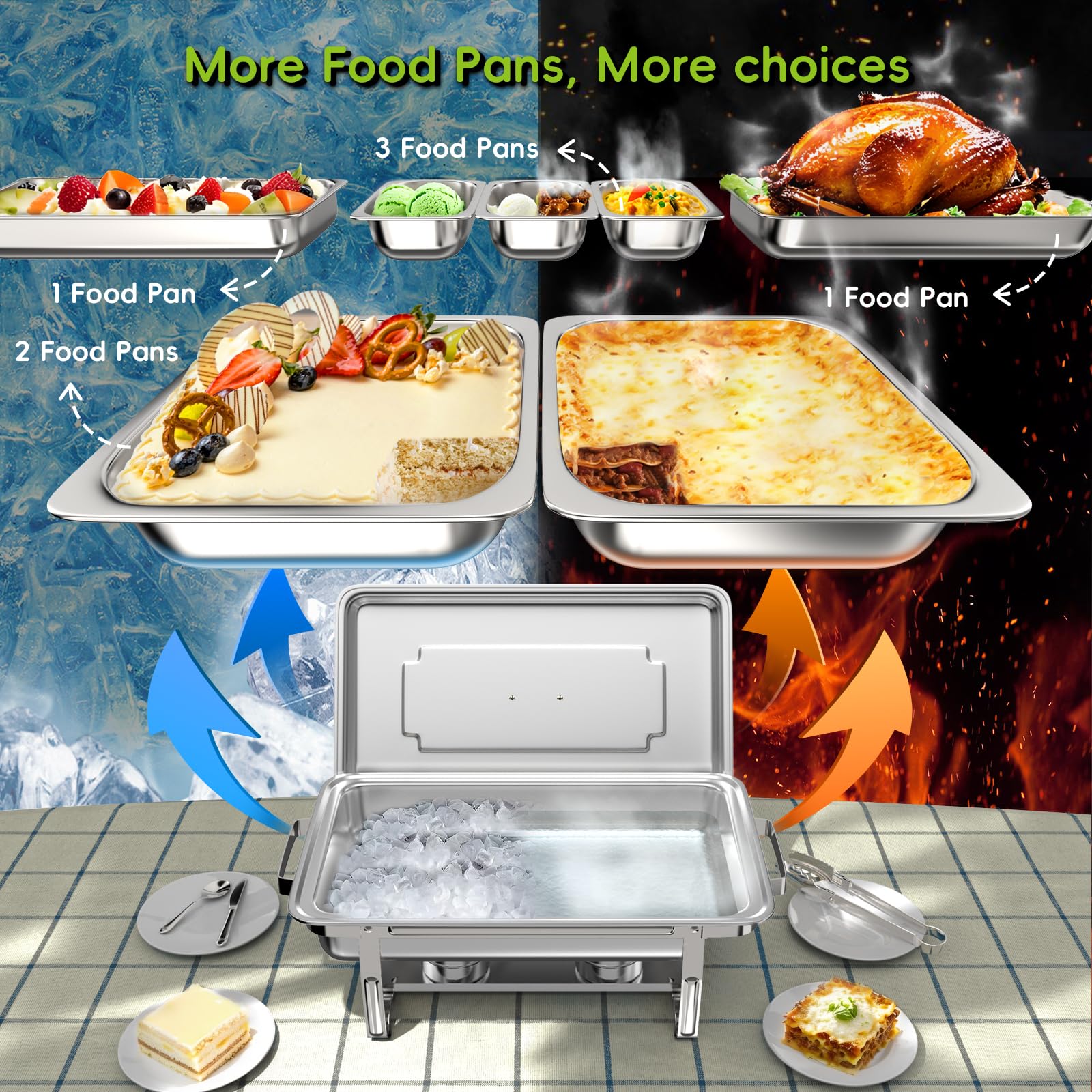 sifer 9Qt 4Pack [Multi-Size] Chafing Dish for Buffet | 80% Faster Screwless Assembly & Stackable Design for Wedding/Home/Christmas Buffets - Image 6