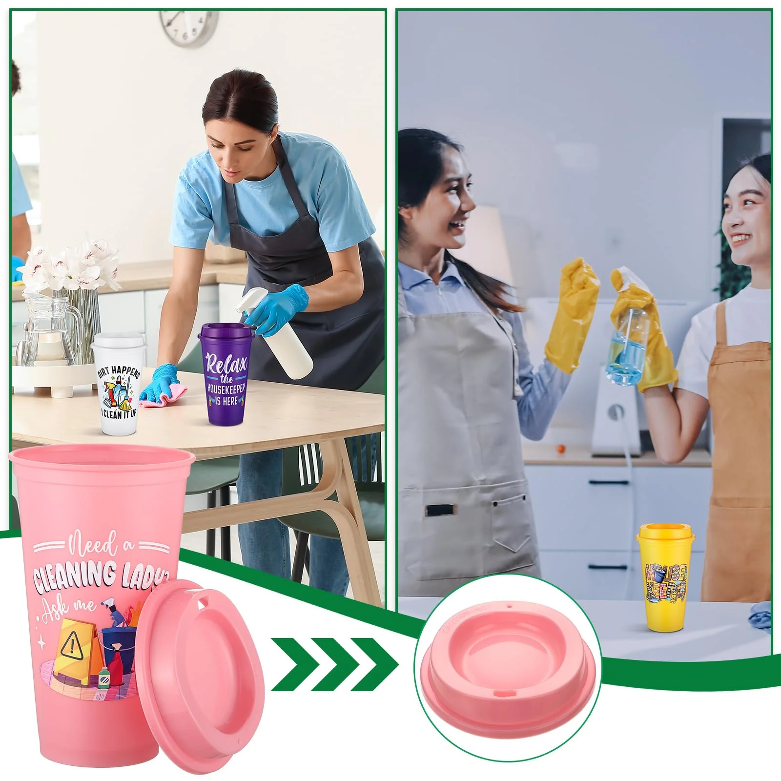SiliFine 12 Pcs Housekeeping Appreciation Gifts Bulk 16 oz Tumbler with Lids Housekeeper Thank You Cups Reusable Travel Coffee Mug Housekeeper Christmas Gifts for Staff House Cleaner Domestic Worker - Image 2