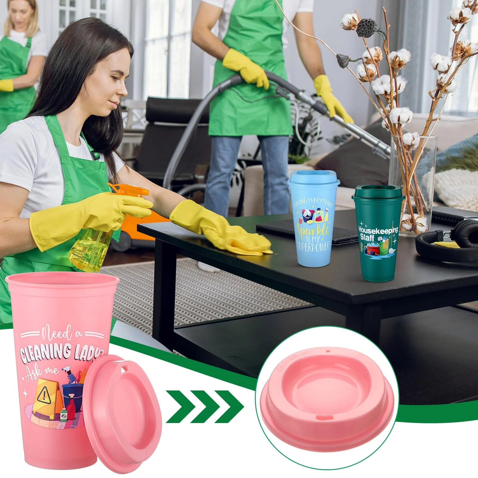 SiliFine 12 Pcs Housekeeping Appreciation Gifts Bulk 16 oz Tumbler with Lids Housekeeper Thank You Cups Reusable Travel Coffee Mug Housekeeper Christmas Gifts for Staff House Cleaner Domestic Worker - Image 4