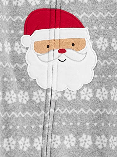 Simple Joys by Carter's Kids' Holiday Loose-fit Flame Resistant Fleece Footed Pajamas, Light Grey Santa/Mint Green Christmas Print, 7 - Image 5