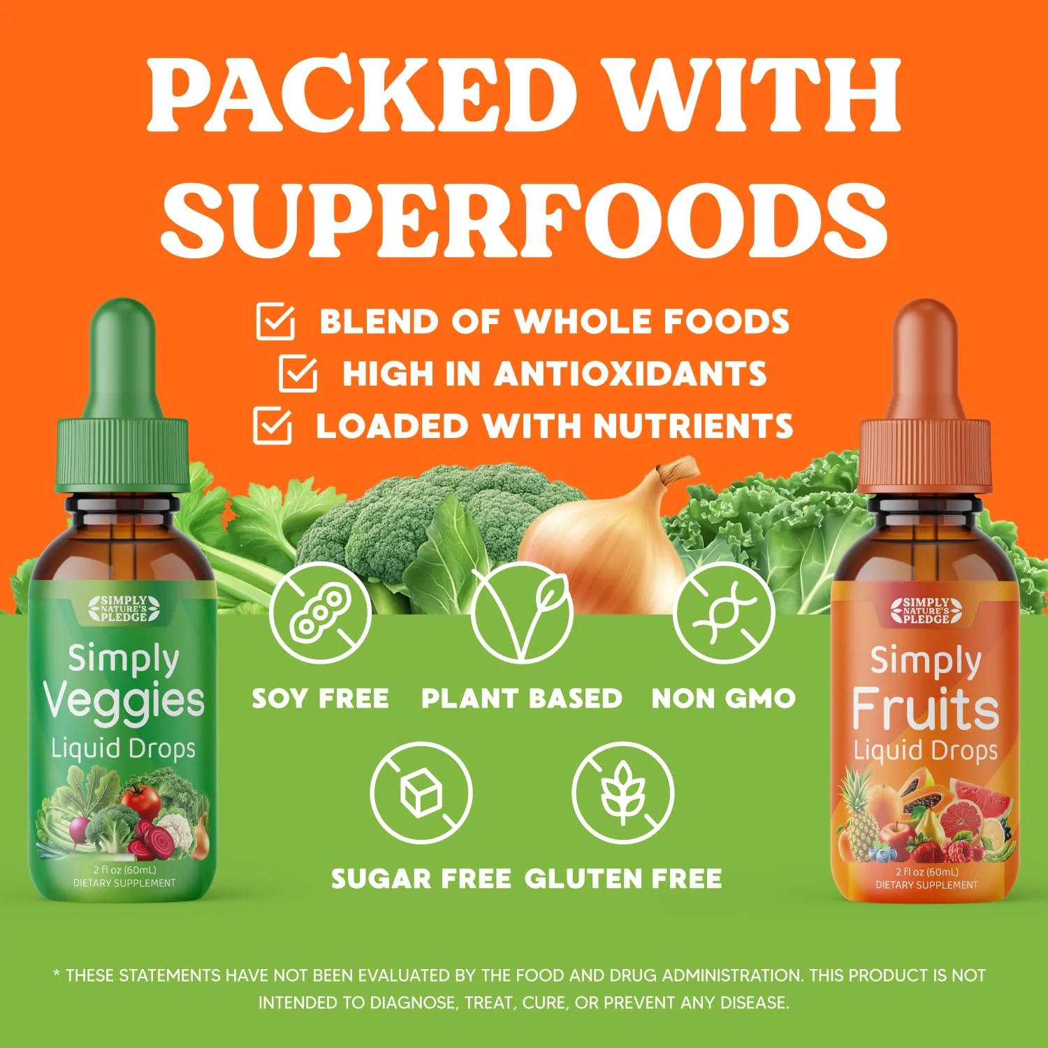 Simply Nature's Pledge - Fruit and Vegetable Supplements - Liquid Drops - Made with Whole Food Superfoods, Packed Vitamins & Minerals - Soy Free - Made in The USA - Image 5