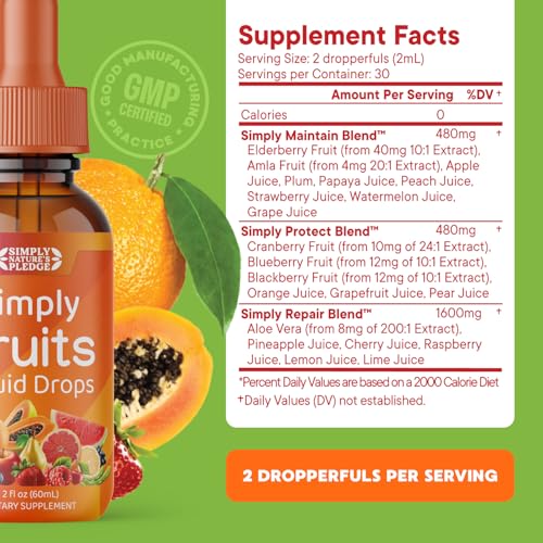 Simply Nature's Pledge - Fruit and Vegetable Supplements - Liquid Drops - Made with Whole Food Superfoods, Packed Vitamins & Minerals - Soy Free - Made in The USA - Image 8