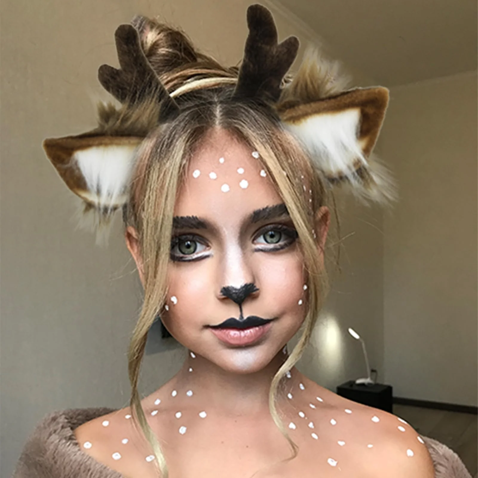 SIOTMERA Reindeer Antlers Headband, Realistic Deer Antlers Headbands Reindeer Ears Adults Christmas Party Birthday Makeup Cosplay, Reindeer Headband for Christmas Eve Costume Gift, Brown - Image 6