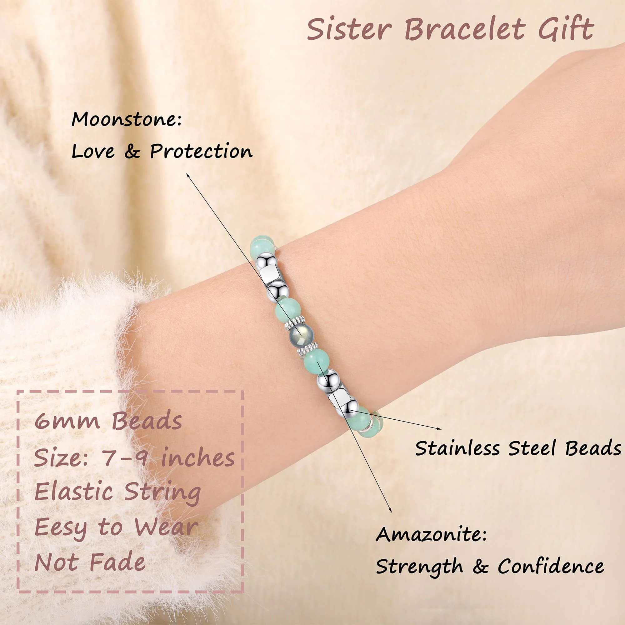 Sister Birthday Gifts, Christmas Birthday Gifts for Sister Sis, Mothers Day Ideas Present Basket Set of 6 - Image 3