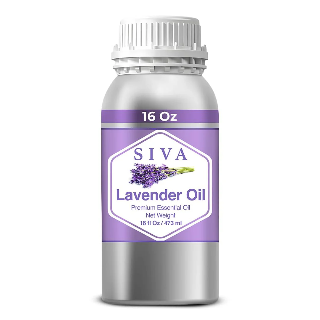 Siva Lavender Essential Oil – 16 Fl Oz – 100% Natural Lavender Oil - for Diffuser, Hair Care, Face, Skin Care, Aromatherapy, Scalp and Body Massage, Soap and Candle Making