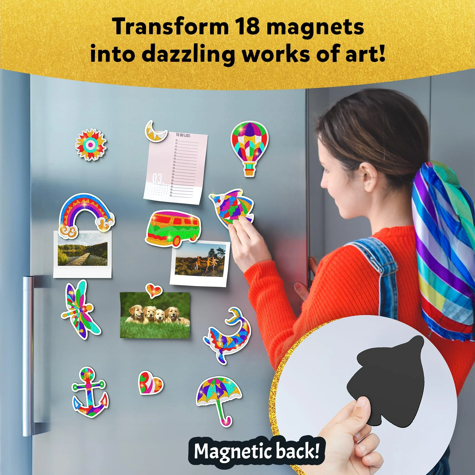 Skillmatics Foil Fun - Pretty Patterns, 18 DIY Magnets Mess-Free Art, Colorful Creative Party Activity, Craft Kits, 60+ Foam Stickers, Christmas Gifts for Kids, Teens, Adults, Families - Image 7