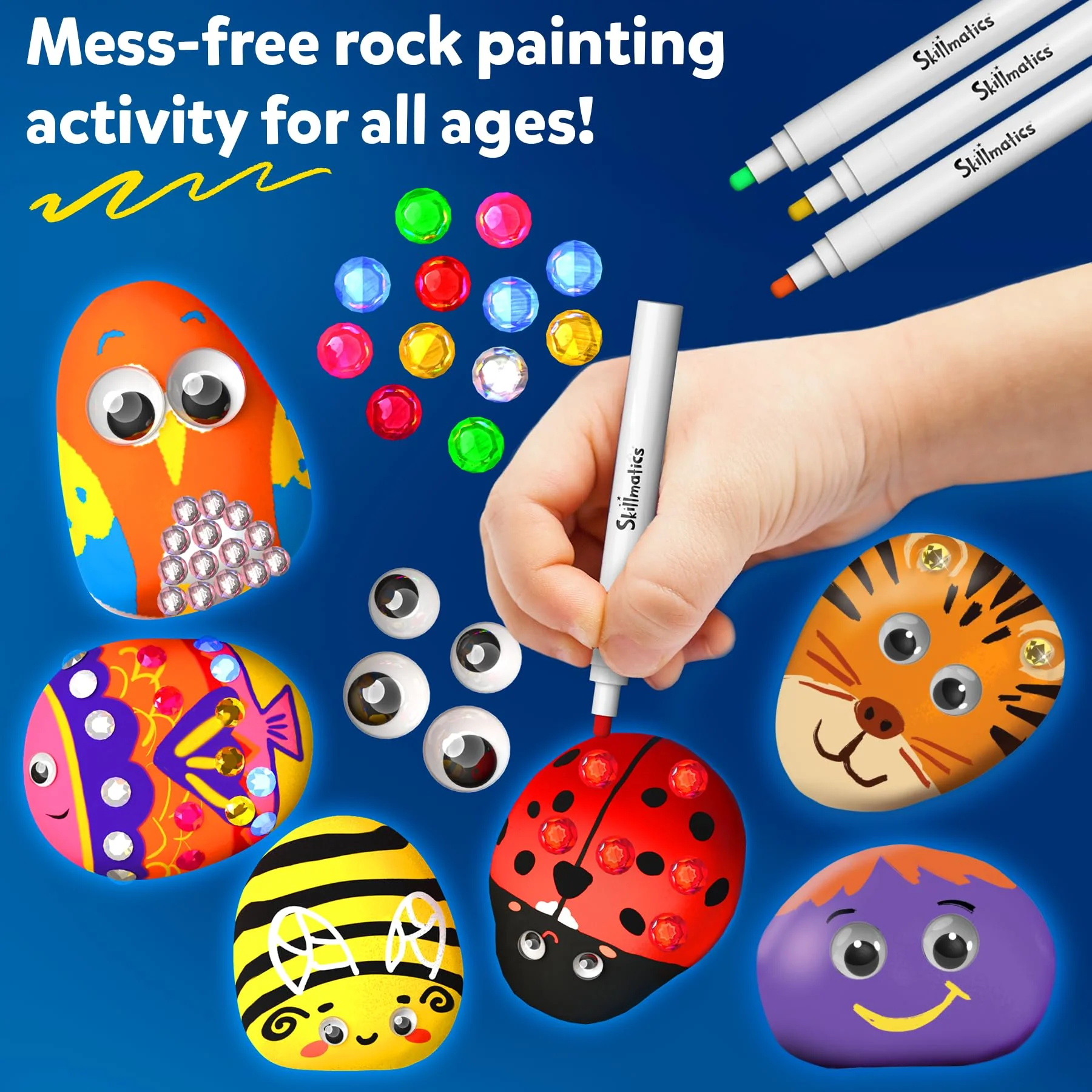 Skillmatics Rock Painting Kit - Mess-Free Art & Craft Activity for Girls & Boys, Craft Kits & Supplies, DIY Creative Activity, Christmas Gifts for Kids Ages 4, 5, 6, 7, 8, 9, 10, 11,12 - Image 8