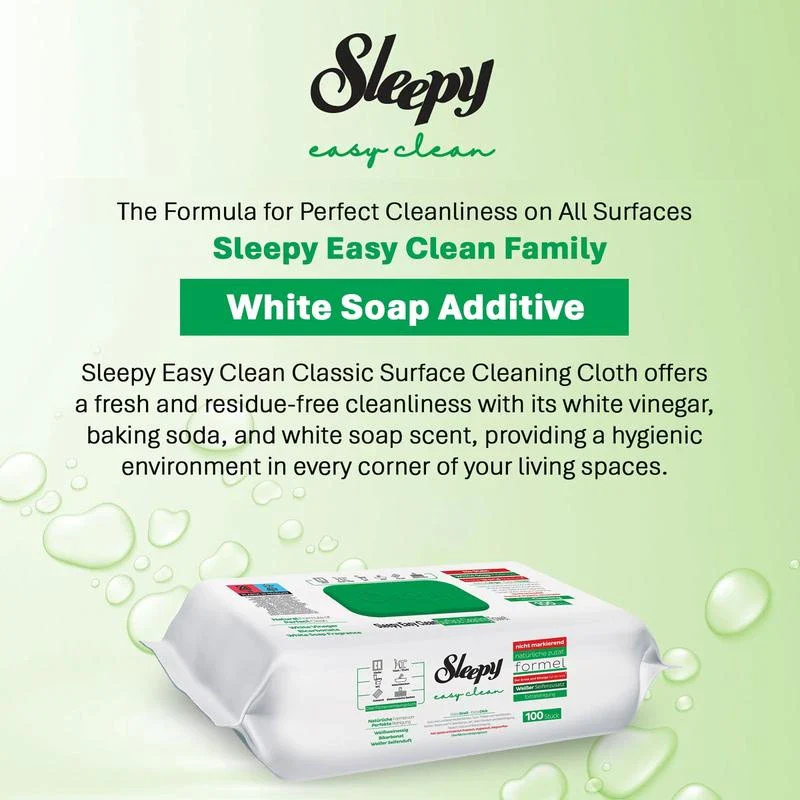 Sleepy Easy Clean Multi Surface Cleaning Wipes - 2x White Soap, 2x Bleach, 2x Herbal Soap - 6 x 100pcs - Disposable - Pack - Image 7