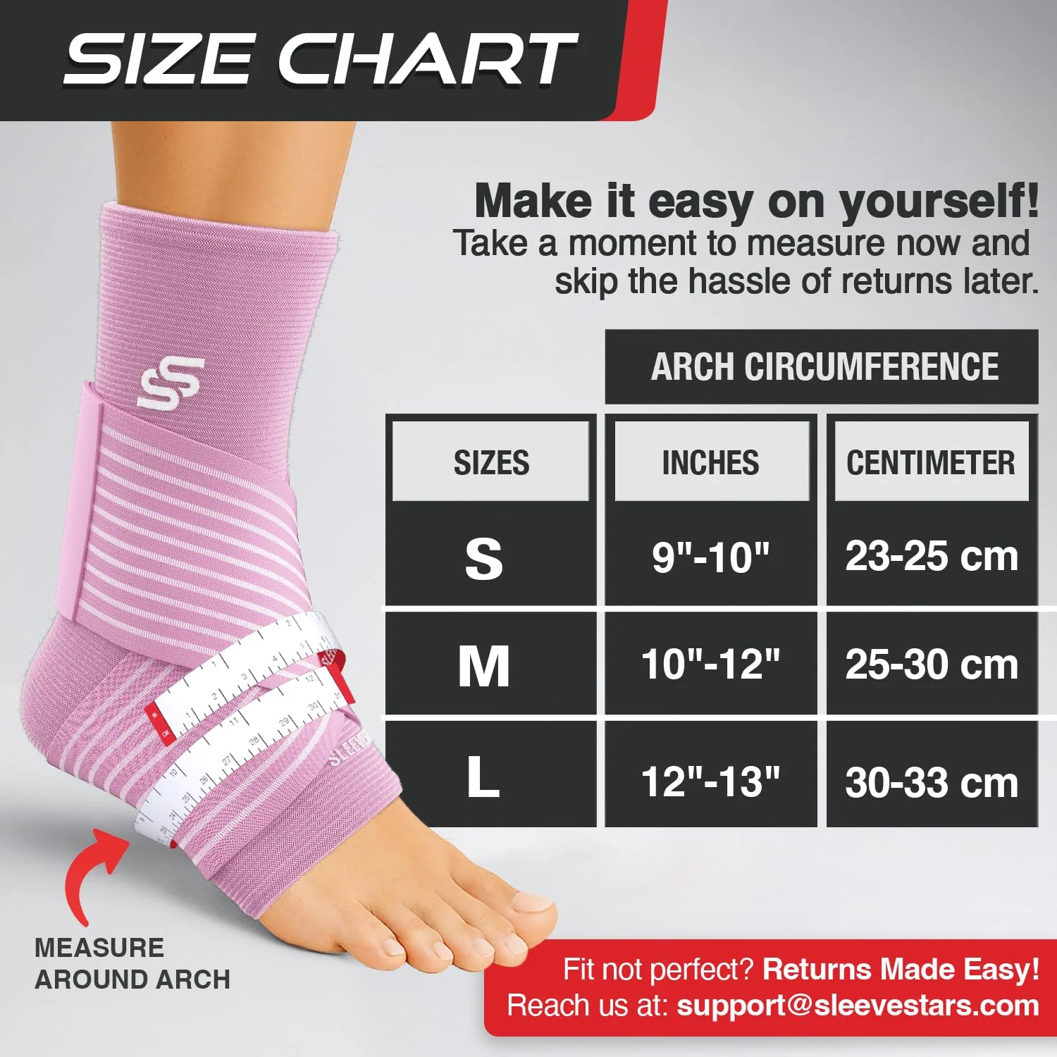 Sleeve Stars Ankle Brace for Women & Men, Ankle Wrap for Sprained Ankle, Compression Sleeve for Plantar Fasciitis Relief, Easy Customizable Support: w/Removable Strap (Single/L:12"-13"/Baby Pink) - Image 4