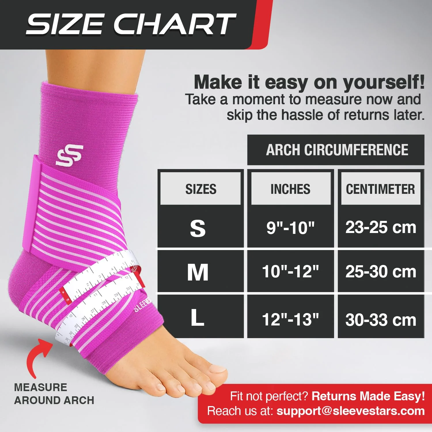Sleeve Stars Ankle Brace for Women & Men, Ankle Wrap for Sprained Ankle, Compression Sleeve for Plantar Fasciitis Relief, Easy Customizable Support: w/Removable Strap (Single/L:12"-13"/Hot Pink) - Image 4
