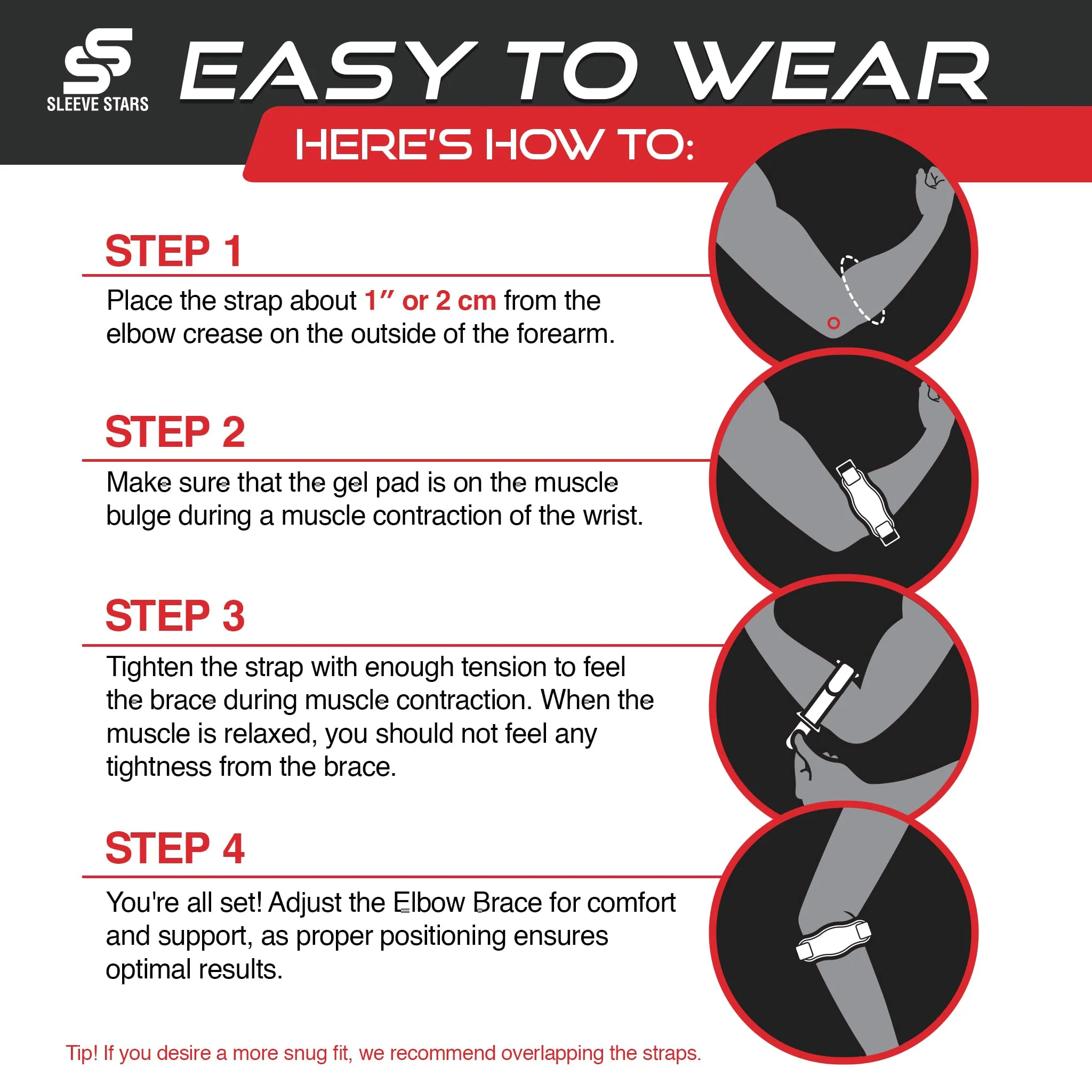 Sleeve Stars Tennis Elbow Brace for Men & Women, Tendonitis Elbow Brace & Strap Golfers Elbow Brace Counterforce Band for Tendon Pain Relief & Support for Forearm w/ 3 Straps Fits 9-23" (Single) (2, Beige, One Size) - Image 2