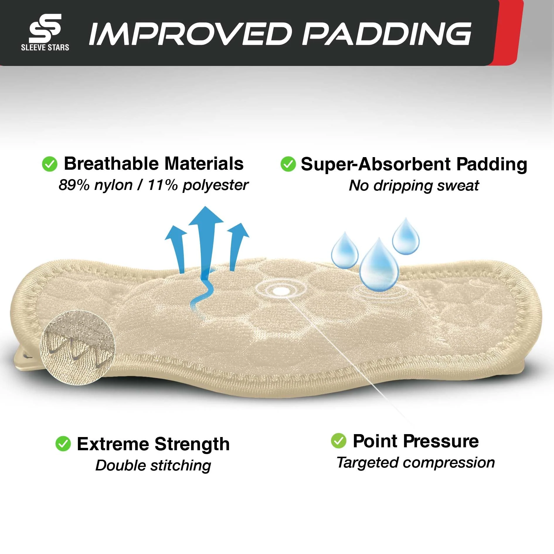 Sleeve Stars Tennis Elbow Brace for Men & Women, Tendonitis Elbow Brace & Strap Golfers Elbow Brace Counterforce Band for Tendon Pain Relief & Support for Forearm w/ 3 Straps Fits 9-23" (Single) (2, Beige, One Size) - Image 3