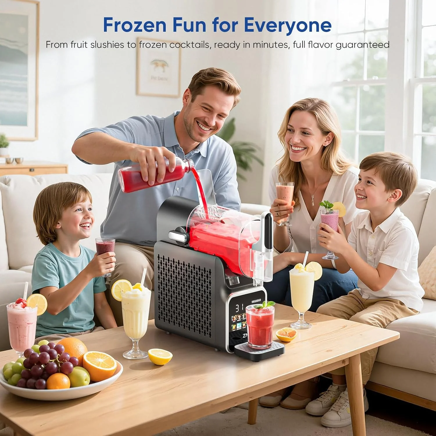 Slushie Machine, 88 oz. Frozen Drink Maker, No Ice Needed Slushy Machine for Home with 6 Presets, Adjustable Slush Thickness, LED Display, Perfect for Frozen Margaritas, Cocktails, Slushies, Frappés - Image 4