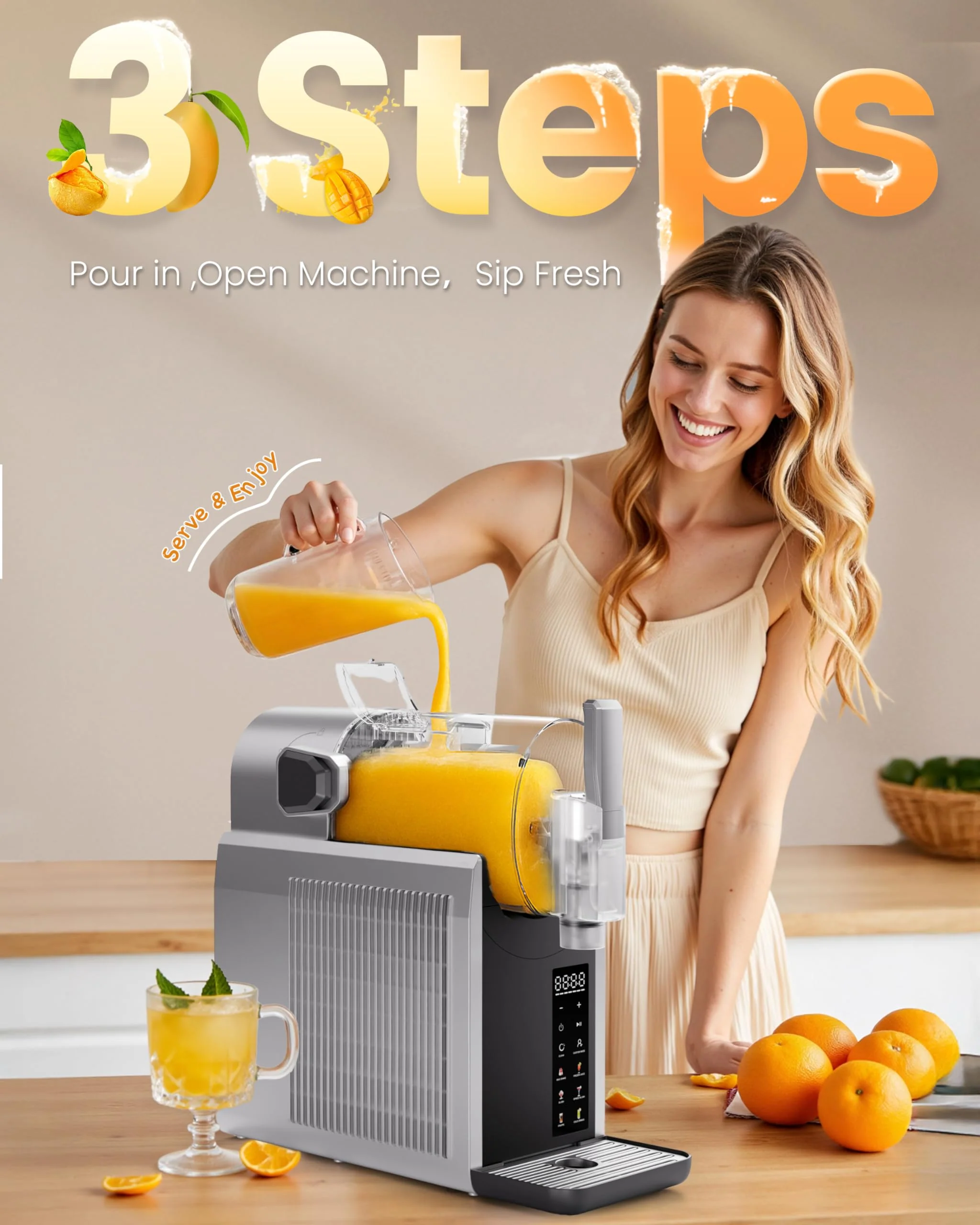 Slushie Machine, EASTPUS 68oz No Ice Needed, Frozen Drink & Soft Serve Maker, Rapid Freeze, 6 Presets, Self-Cleaning – For Slushies, Margaritas, Smoothies, Milkshakes, Frappés & More (2025 Version) - Image 4