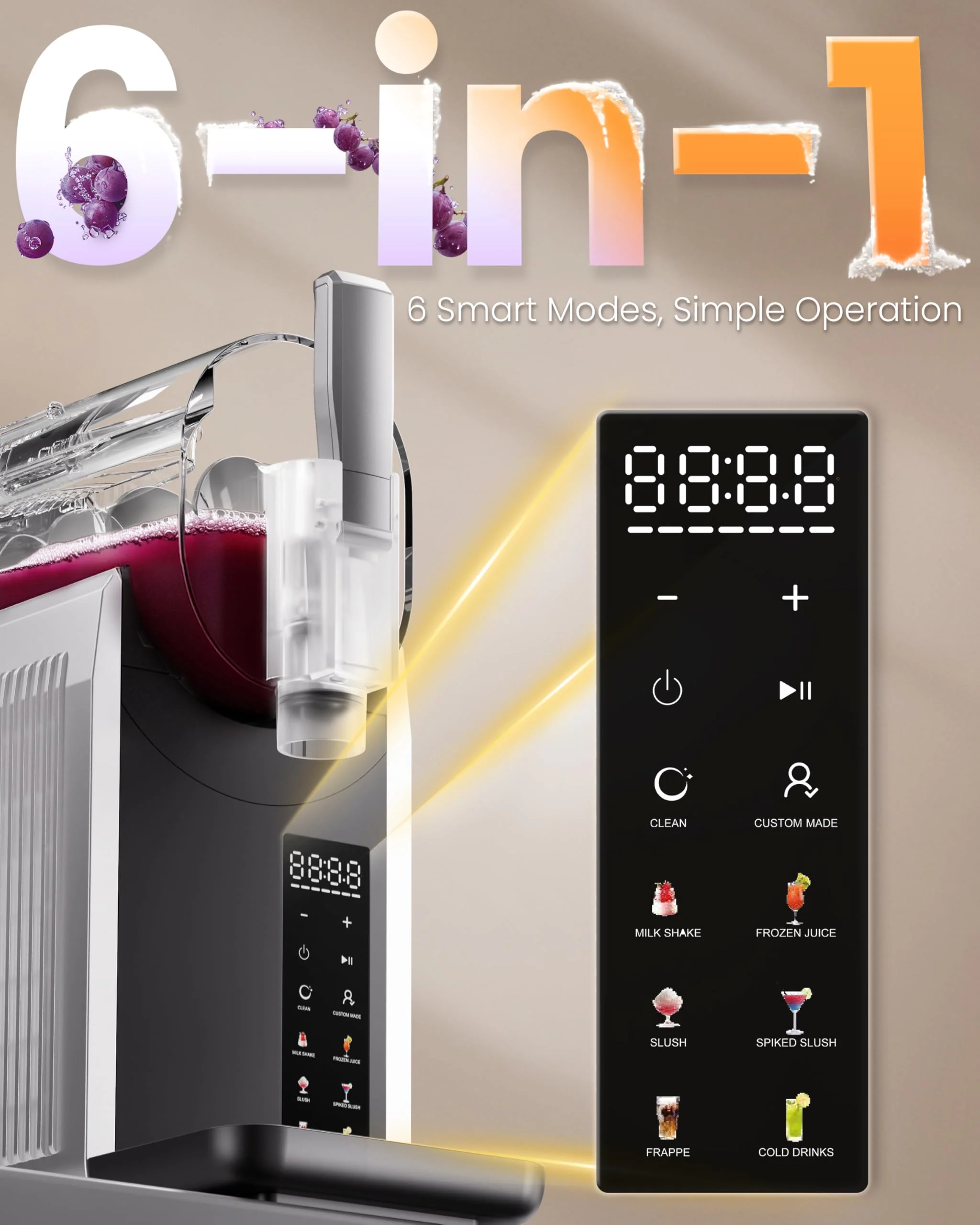 Slushie Machine, EASTPUS 68oz No Ice Needed, Frozen Drink & Soft Serve Maker, Rapid Freeze, 6 Presets, Self-Cleaning – For Slushies, Margaritas, Smoothies, Milkshakes, Frappés & More (2025 Version) - Image 5