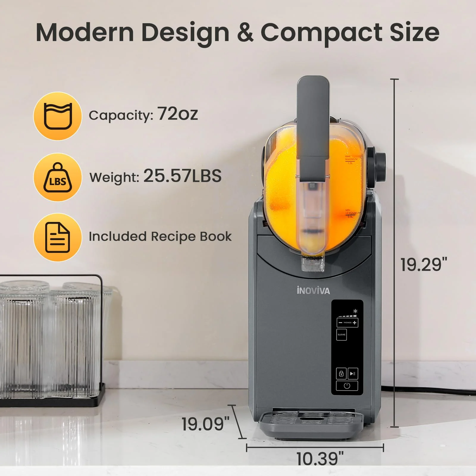 Slushie Machine, No Ice Needed, INOVIVA 72 oz Frozen Drink Maker for Home with Self-Cleaning, 5 Preset Programs, Frozen Margaritas, Frappés, Milkshake, and More, (2025 Version) - Image 4