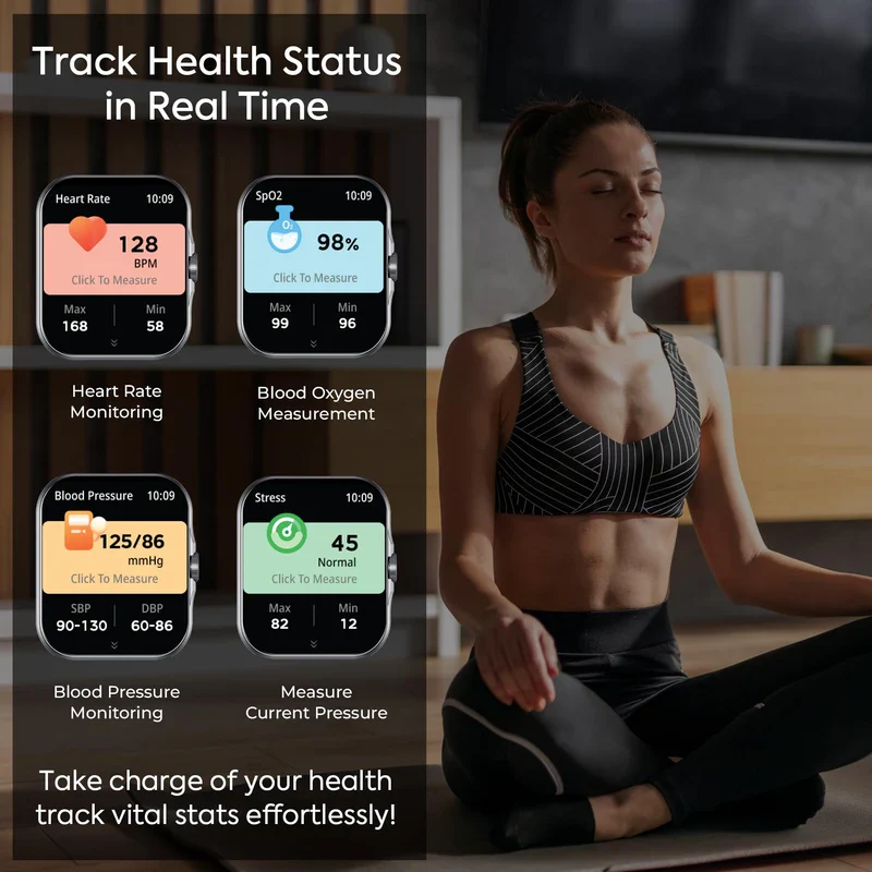 Smart Watch Storm V with BT Calling Silver, Smartwatch for Men and Women, Health Monitor: Sleep Apnea, Blood Pressure and Oxygen, Voice Assistant, Pedometer Steps, Remote Camera, 2 Watch Bands - Image 5