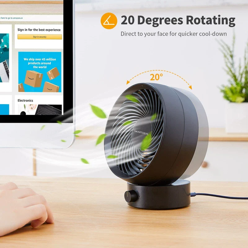 SmartDevil USB Fan, Mini Fan, Small Quiet Table Fan, Stepless Speed 20° Adjustment, USB Desk Fan, Low Noise, USB Fan Easy to Carry, for Office, Home (Black) - Image 2