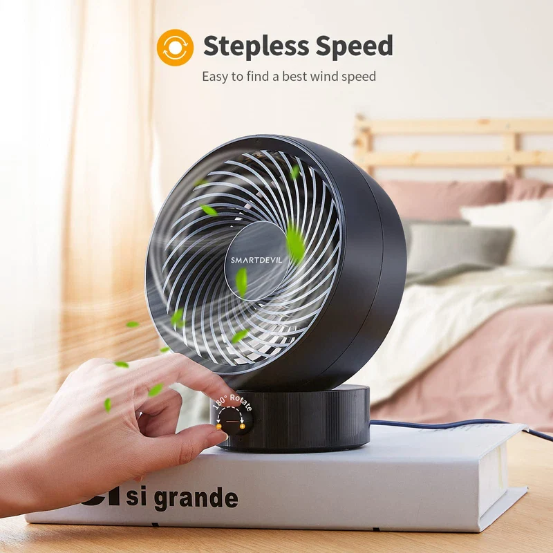 SmartDevil USB Fan, Mini Fan, Small Quiet Table Fan, Stepless Speed 20° Adjustment, USB Desk Fan, Low Noise, USB Fan Easy to Carry, for Office, Home (Black) - Image 4