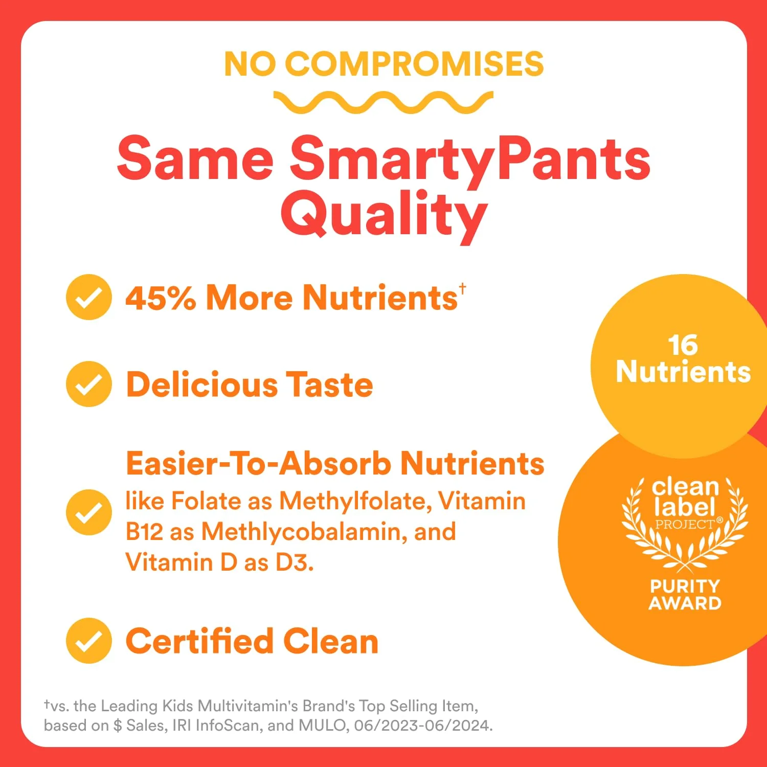 SmartyPants Kids Multivitamin Gummies - Improved Formula: Omega 3 (DHA/EPA), Vitamins D3, C, B12, B6, Vitamin A, K & Zinc, Gluten Free, Three Fruit Flavors, 60 Count (30 Day Supply) - Image 13