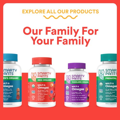 SmartyPants Kids Multivitamin Gummies - Improved Formula: Omega 3 (DHA/EPA), Vitamins D3, C, B12, B6, Vitamin A, K & Zinc, Gluten Free, Three Fruit Flavors, 80 Count (40 Day Supply) - Image 5