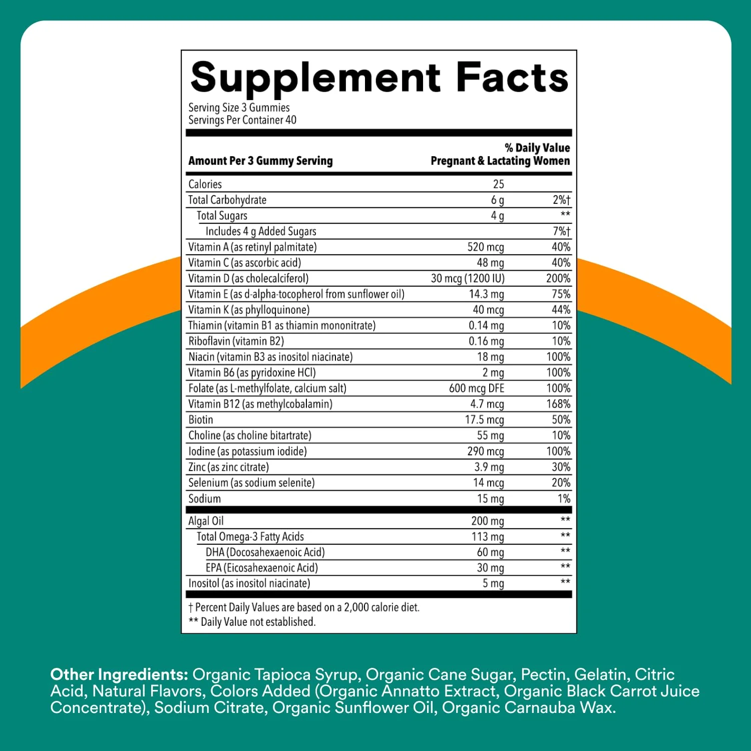 SmartyPants Prenatal Multivitamin Gummies - Improved Formula: Omega 3 (DHA/EPA), Methylfolate, Biotin, Vitamin D3, C, Vitamin B12, B6, Vitamin A, K & Zinc, Gluten Free, 120 Count (40 Day Supply) - Image 11