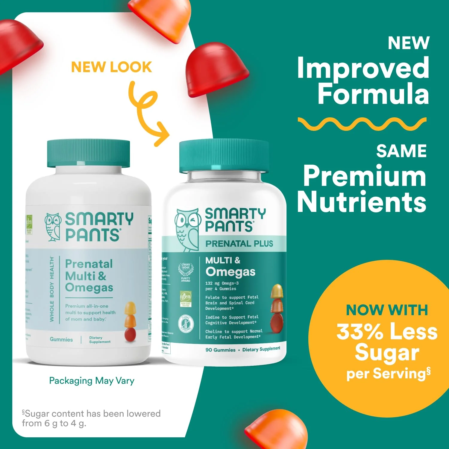 SmartyPants Prenatal Multivitamin Gummies - Improved Formula: Omega 3 (DHA/EPA), Methylfolate, Biotin, Vitamin D3, C, Vitamin B12, B6, Vitamin A, K & Zinc, Gluten Free, 90 Count (30 Day Supply) - Image 15