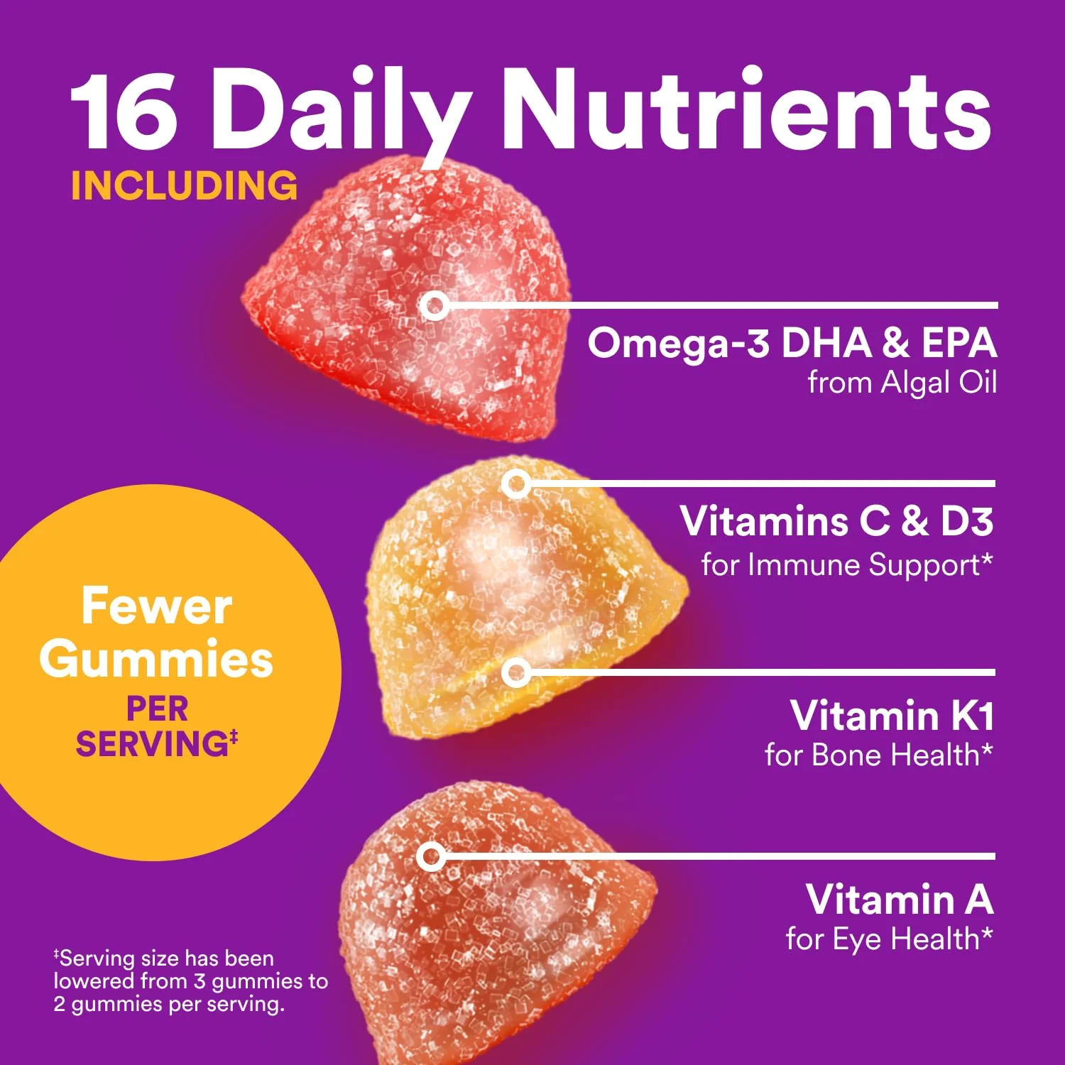 SmartyPants Toddler Multivitamin Gummies - Improved Formula: Omega 3 (DHA/EPA), Vitamins D3, C, Vitamin B12, B6, A, K & Zinc, Biotin, Gluten Free, Three Fruit Flavors, 60 Count (30 Day Supply) - Image 10