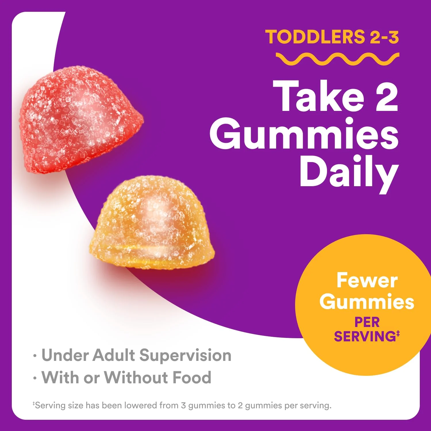 SmartyPants Toddler Multivitamin Gummies - Improved Formula: Omega 3 (DHA/EPA), Vitamins D3, C, Vitamin B12, B6, A, K & Zinc, Biotin, Gluten Free, Three Fruit Flavors, 60 Count (30 Day Supply) - Image 8