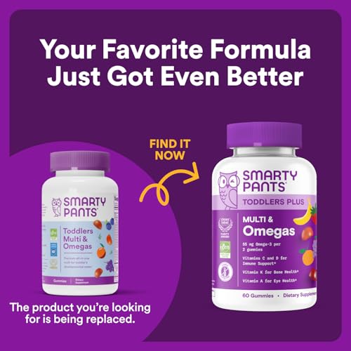 SmartyPants Toddler Multivitamin Gummies: Omega 3 Fish Oil (EPA/DHA), Vitamin D3, C, Vitamin B12, B6, A, K & Zinc, Biotin, Beta Carotene, Gluten Free, Three Fruit Flavors, 180 Count (60 Day Supply) - Image 15