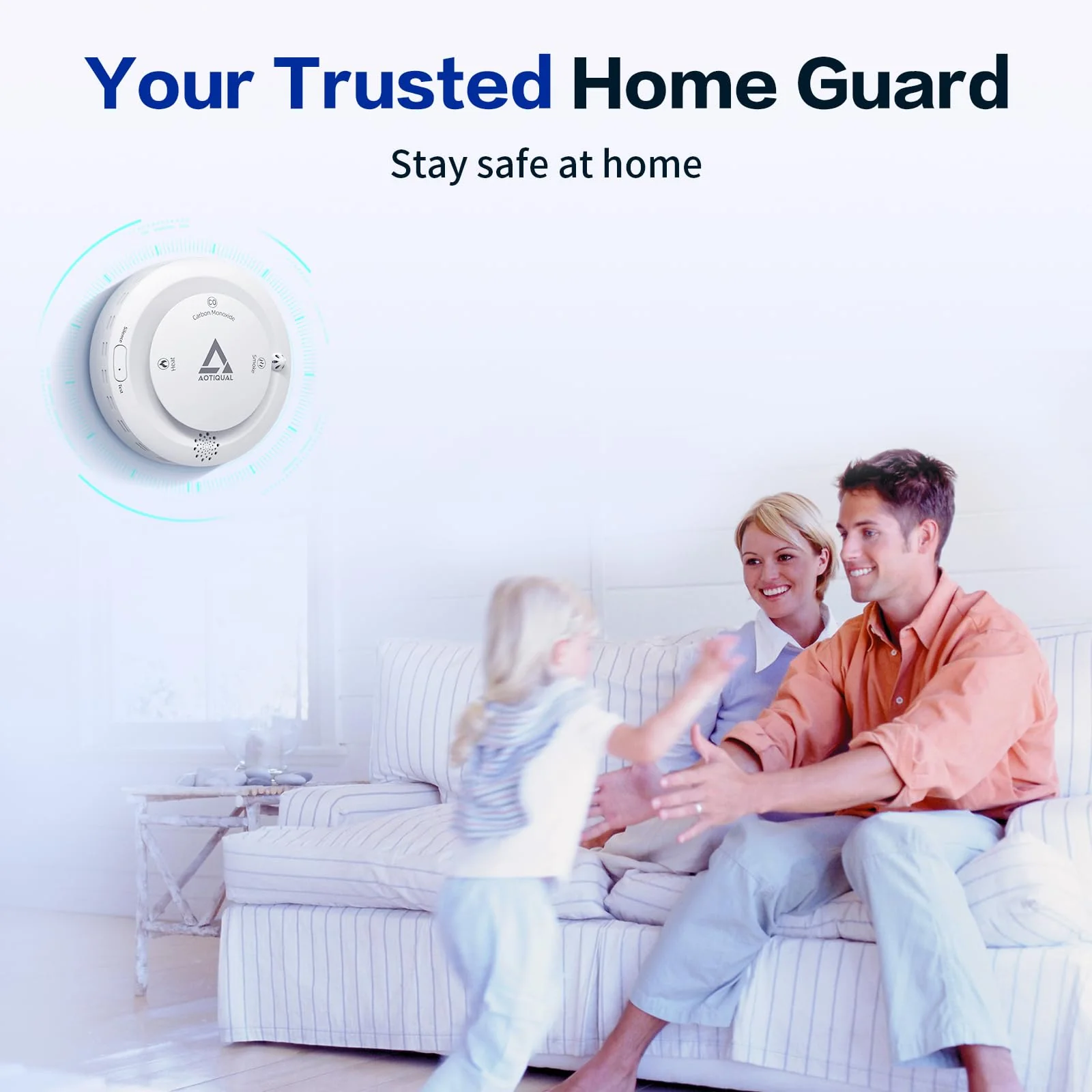 Smoke and Carbon Monoxide and Heat Detector 3-in-1 CO/Smoke/Temp Alarm 10-Year Battery, 85dB Voice Alert, Explosion-Proof ABS, Easy Installation Home Safety Device (Includes AA Batteries) - Image 3