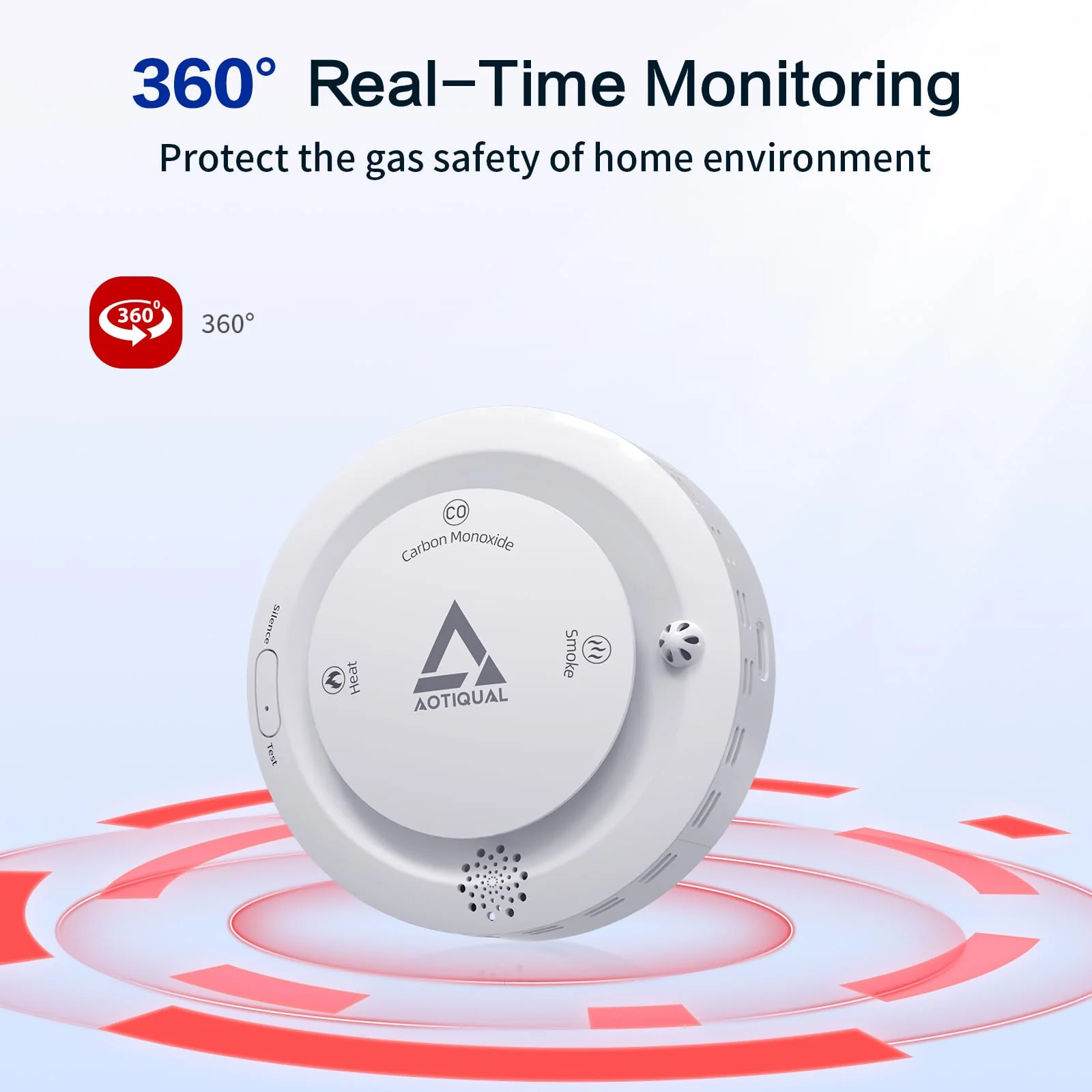 Smoke and Carbon Monoxide and Heat Detector 3-in-1 CO/Smoke/Temp Alarm 10-Year Battery, 85dB Voice Alert, Explosion-Proof ABS, Easy Installation Home Safety Device (Includes AA Batteries) - Image 6